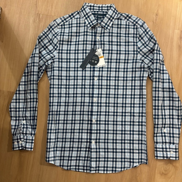 Perry Ellis Other - Perry Ellis Navy and White Plaid Shirt Slim‎ Fit Small NWT